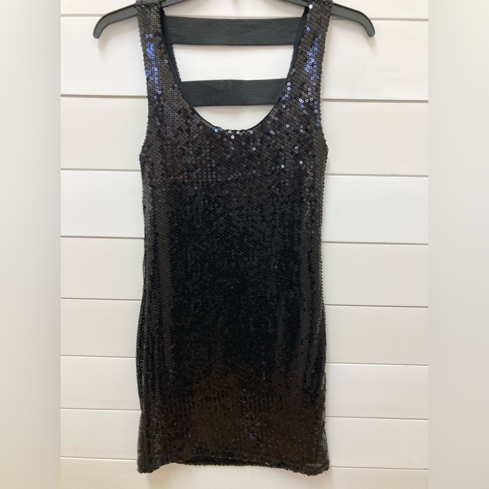 Black Sequin Mini  Dress EUC